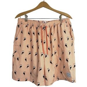 Mosmann Australia Mens Stretch Mesh Lined Swim Shorts Size XL Orange Toucans EUC